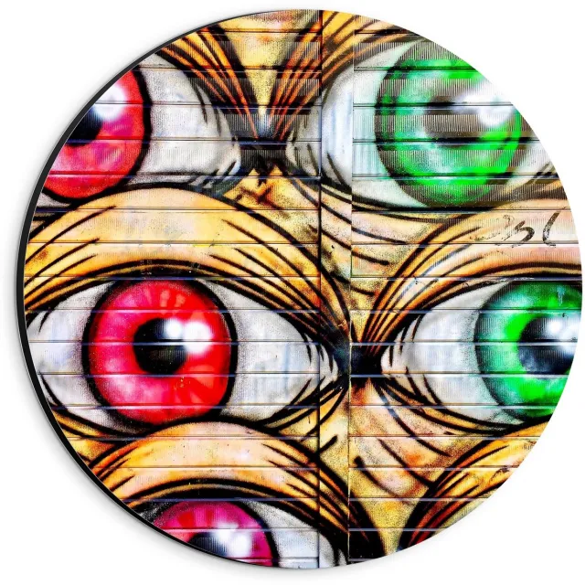 KuijsFotoprint Dibond Wandcirkel - Verschillende Kleuren Ogen - 20x20cm Foto op Aluminium Wandcirkel (met ophangsysteem) Rood
