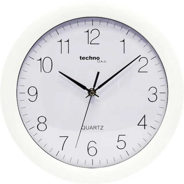 Technoline WT 7000 WHITE - Wandklok - Analoog - Rond - Kunststof Raam - Kwarts - Cijfers - Wit