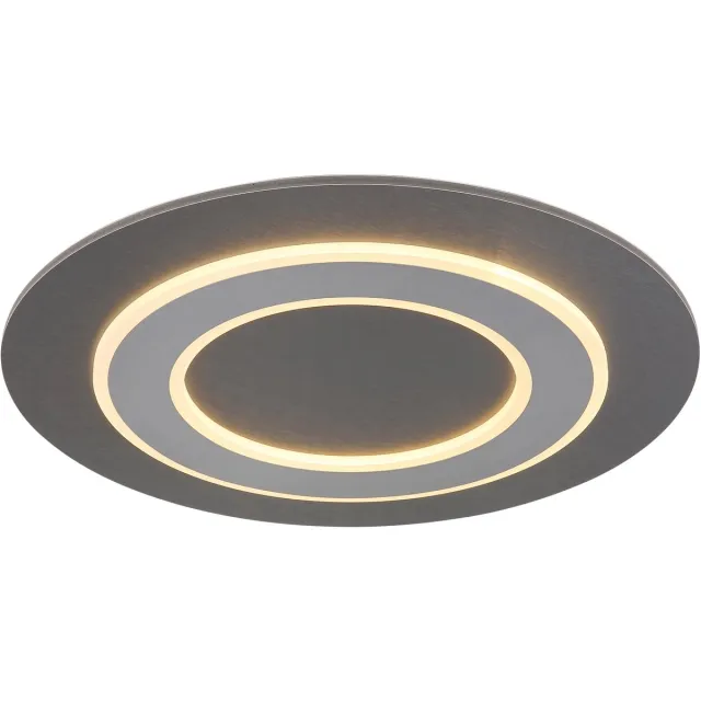 Globo LED plafondlamp antraciet opaal hout grijs woonkamerverlichting plafond, metaal acryl, 40W 1120Lm warm wit, DxH 48x4,6 cm