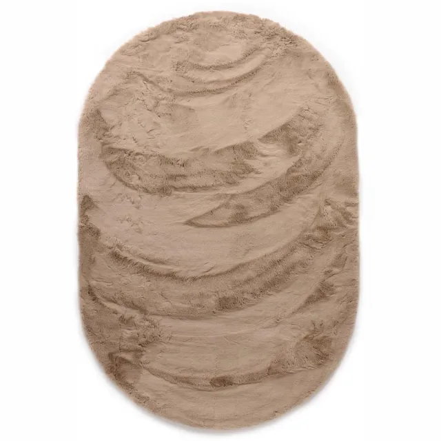 Tapeso Vloerkleed ovaal hoogpolig - Comfy Plus taupe 120x180