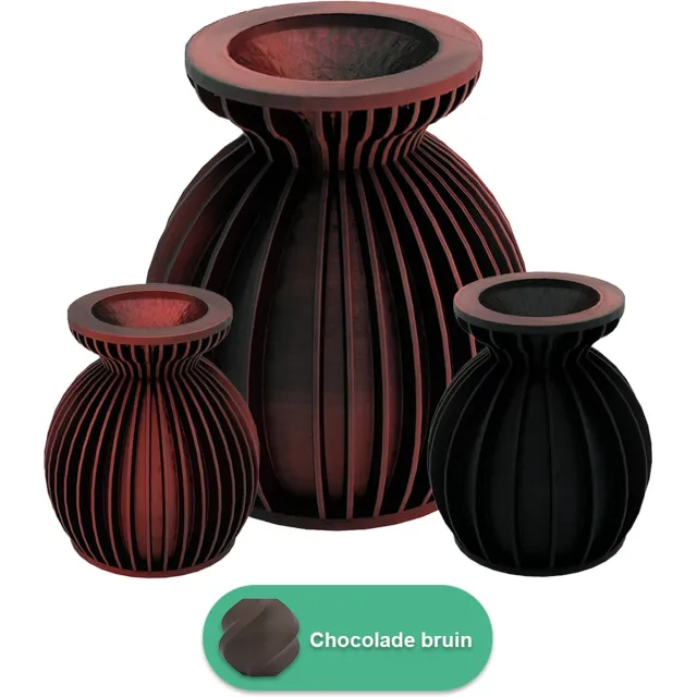 Lovora Elin moderne vaas – Decoratieve vaas - Chocolade Bruin - 3d geprinte vaas – geschikt voor droogbloemen - 25CM