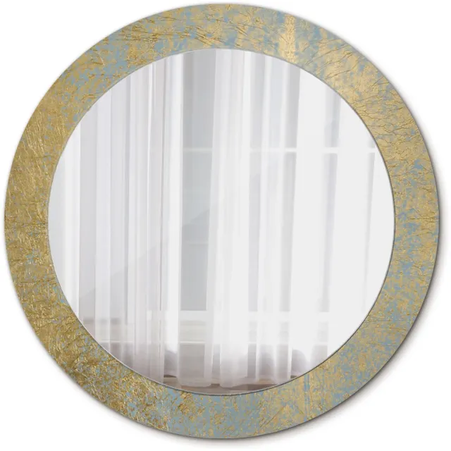 TULUP Spiegel - Ronde Spiegel - Spiegel op gehard Glas - Loftpatroon - Diameter: 70 cm - Spiegel met decoratief motief - Badkamerspiegel - Gangspiegel - Eetkamer - Gele - Luxe Spiegel - Decoratief Spiegel - Spiegel Met Haken Geel Loftpatroon