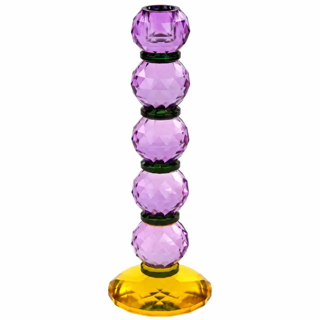 Werner Voss Werner Voß - Kandelaar - Fancy Crystal - paars geel – kleurrijke glazen kandelaar - 27 cm groen/blauw