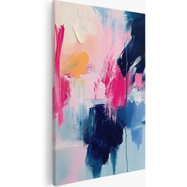 Saammp Canvas Schilderij - Pastel Blauw - Abstract - 80x120 - Foto op canvas - Wanddecoratie - Muurdecoratie Woonkamer - Slaapkamer decoratie - Canvas Print Multicolor