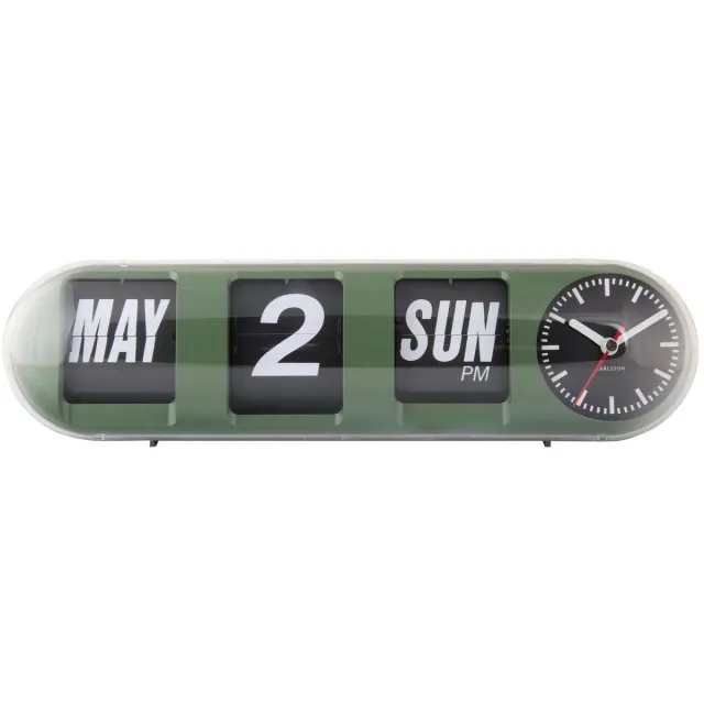 Karlsson Wandklok Tube Flip - Jungle groen - 38x10x13.5cm - Wandklok Scandinavisch