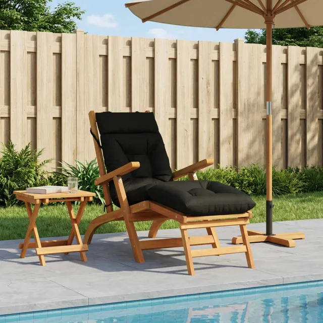 vidaXL Ligstoel Kussen VIANEN 100% Polyester Zwart 200 x 50 x 8 cm
