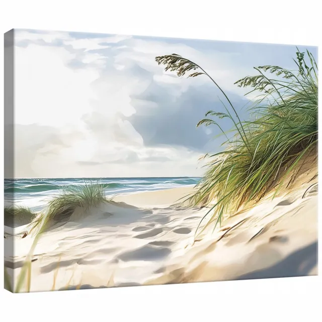 WALLARENA Canvas schilderij - 120x80 cm - afbeelding van de zee, strand en natuur voor slaapkamer, woonkamer en keuken multikleurig