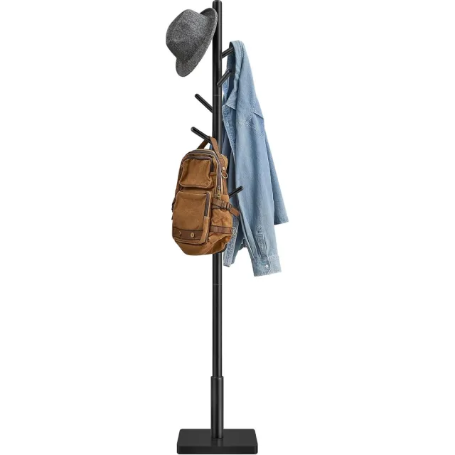 Hoppa! Kapstok - Inkt Zwart - Rubberhout, MDF - 30 x 30 x 176 cm (B x D x H)
