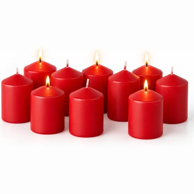 R&H® Stompkaarsen rood Ø 40 mm - 90 mm - Set van 10