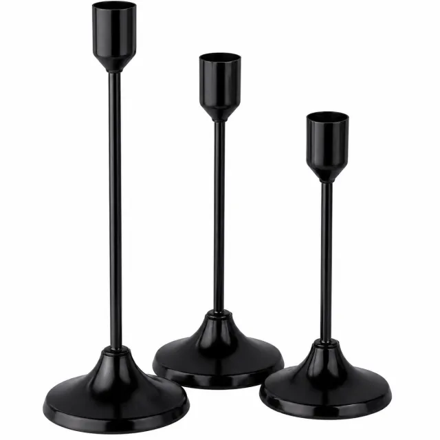 NUVEX Zwart metalen kandelaars set 3 stuks woondecoratie diner tafel decoratie smalle hoge kaars houders modern minimalistisch design centrum stuk feest bruiloft huis decoratie