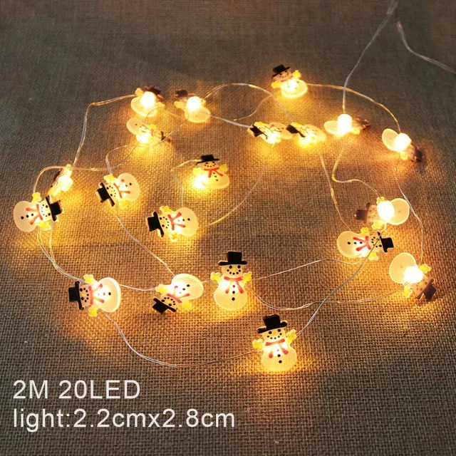 Wondersathome Ledlampjes - 20 LED - Lichtslinger 2 Meter - Kerstverlichting - Kerstversiering - Sneeuwpop - Lichtketting Sneeuwman - Lichtslinger Sneeuwpop - Nieuwjaar - lichtsnoer - sfeerverlichting - draadverlichting