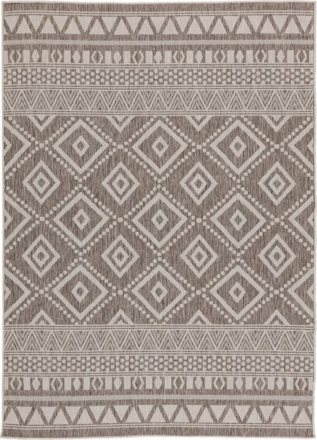 TESSO LIVING Vloerkleed voor binnen en buiten, Antislip, Balkon Terras Keuken, Boho Etnisch -Beige - 200cm x 280cm - UV- en Weersbestendig, Modern Tuintapijt Tribal - Beige