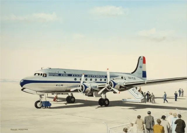 Thijs Postma - TP Aviation Art - Poster - Douglas DC-4 Skymaster KLM Boarding - 50x70cm kleur