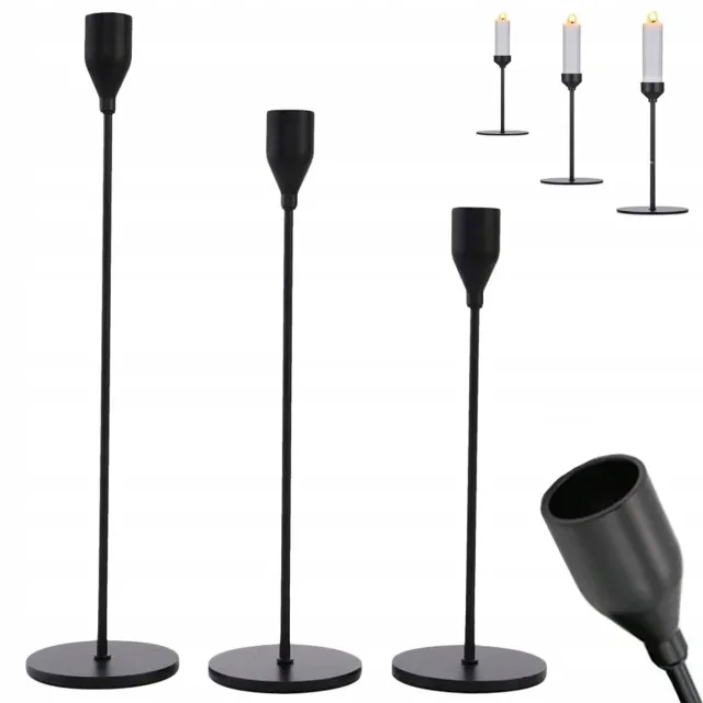 VERK GROUP Kandelaar Set van 3 - Zwart - Metaal - Elegant & Minimalistisch