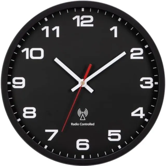 San Marque PromoHome Grote 30 cm Wandklok met Radiografische Tijdinstelling - Zwart