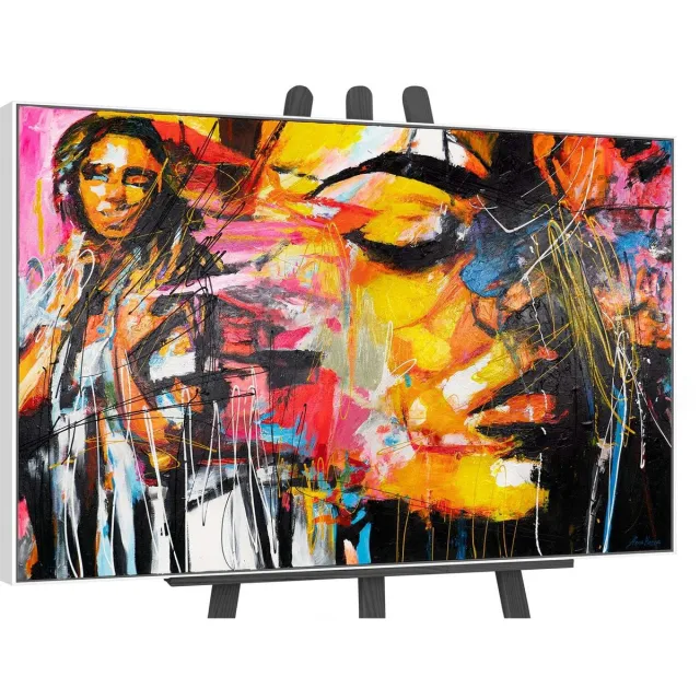YS Canvas schilderij groot handgeschilderd kleursymfonie abstract uitbundig – YS-Art Gallery – Uitbundige wanddecoratie voor woonkamer – Modern schilderij voor hal en kantoor White