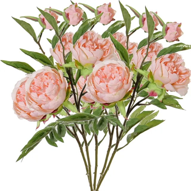 Top Art Topart Kunstbloem pioenroos Spring Dream - 5x - licht roze - 73 cm - kunststof steel - decoratie Lichtroze