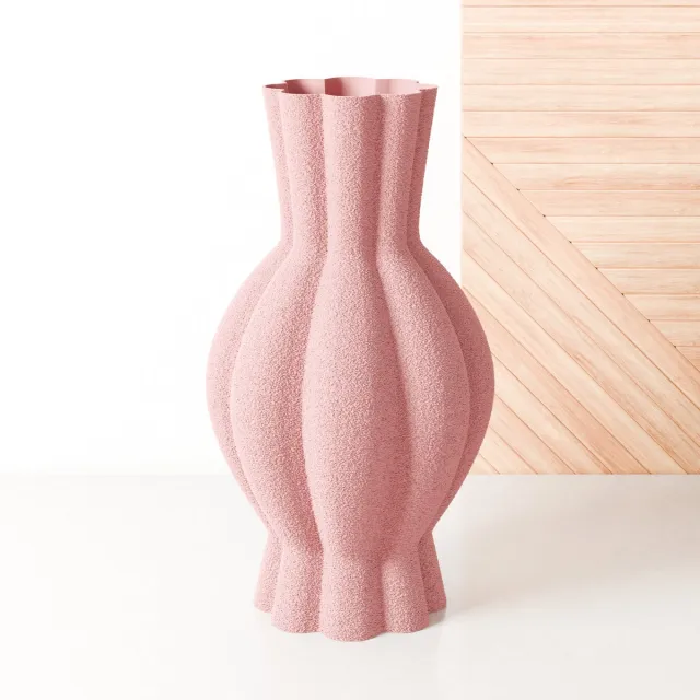 Fleuriek Vaas Roze - H30 cm - Vaas voor kunstbloemen of droogbloemen - 3D geprinte vaas van gerecycled kunststof - Tafelvaas