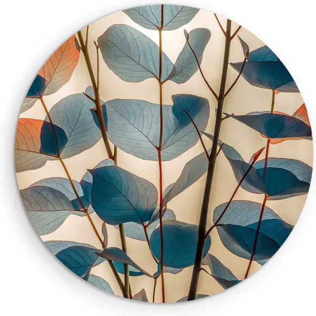 Saammp Muurcirkel Hout - Eucalyptus bladeren in warme tinten - Natuur - Bloemen - Ø 40 - Wandcirkel - Wanddecoratie Cirkel - Muurdecoratie Woonkamer - Kantoor Decoratie