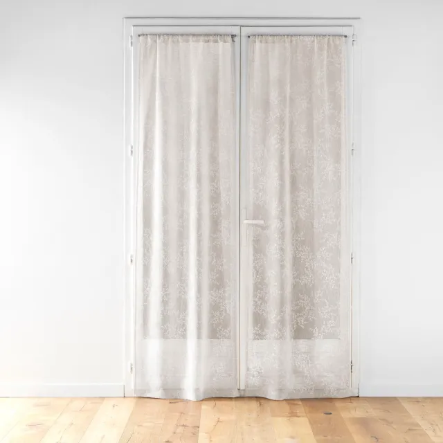 Douceur d intérieur Douceur d'intérieur - Set vitrages met bladpatroon KARLA, 70 x 240 cm Beige