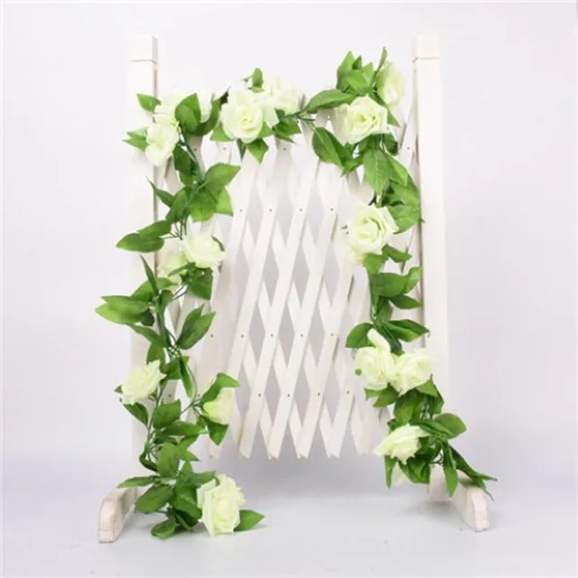 Shagam Kunstbloemen - Witte Rozenwijnstok - Kunstmatige Bloemen - Witte Rozen - 9 Bloemen en 102 Bladeren - Romantische Huwelijksdecoratie - Symbool van Eeuwige Liefde - Huisdecoratie - huwelijksdecoratie - feestdecoratie- Gemakkelijke Installatie
