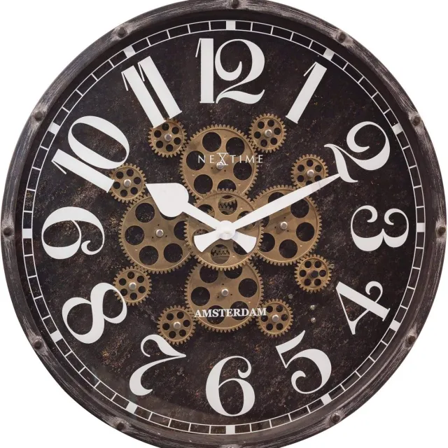 NeXtime Moving Gear Klok - 50 cm - "Henry" zwart