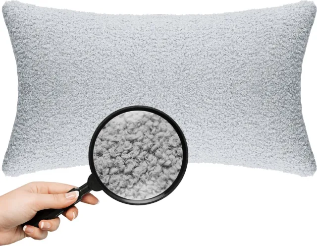 Cohoso Sierkussen 30x50cm - Semmi Licht Grijs - Teddy Bouclé - Inclusief binnenkussen Licht Grijs 30x50