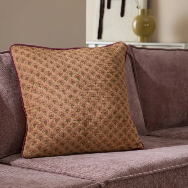 NOUS Living sierkussen Knowsley (50x50 cm) bruin/groen/roze