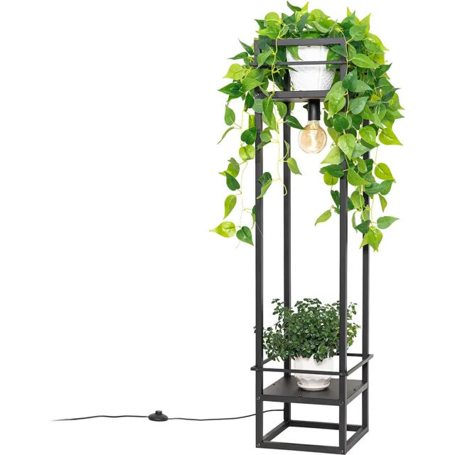 QAZQA smart led industriele vloerlamp - Cage Rack - zwart, incl. 4.9W ledlamp, dimbaar, 130cm, ideaal als hal, keuken, slaapkamer, woonkamer lamp
