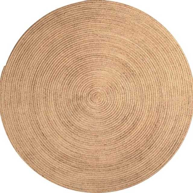 ECarpet Rumba 3064- Rond 120cm Plain vloerkleed bohemien tapijt handgezaagde gerecycleerd katoen Beige
