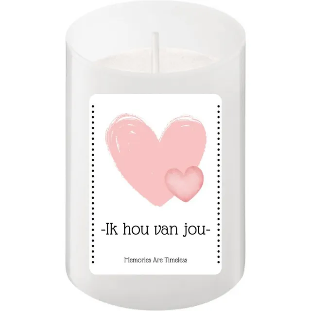 Memories Are Timeless Kaarsje "Ik hou van jou" | Hartjes Design | Perfect voor Valentijnsdag of Speciaal Moment | 24 Branduren
