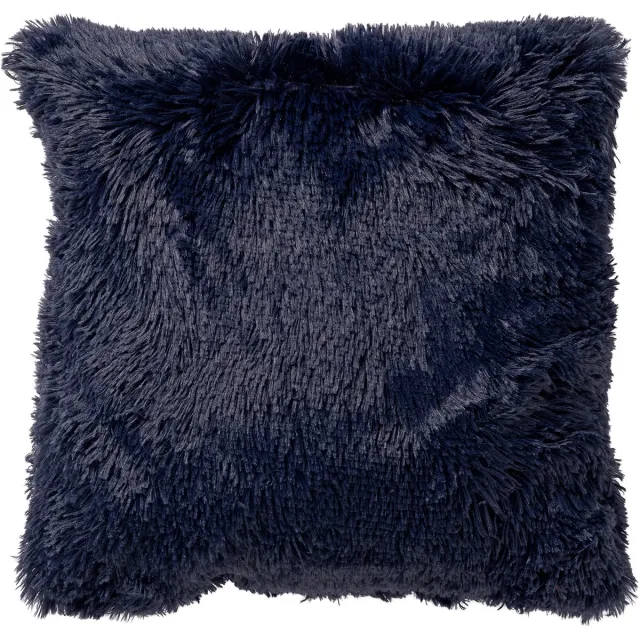 Dutch Decor FLUFFY - Sierkussen 45x45 cm - superzacht - effen kleur - Insignia Blue - donkerblauw - Inclusief binnenkussen - Luxe kussens voor woonkamer & bank