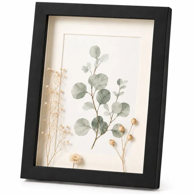 SWGOTA Zwarte MDF-fotolijst 4 x 6 inch (10,1 x 15,2 cm) met 2 cm diepe binnenruimte, glas en afbeelding