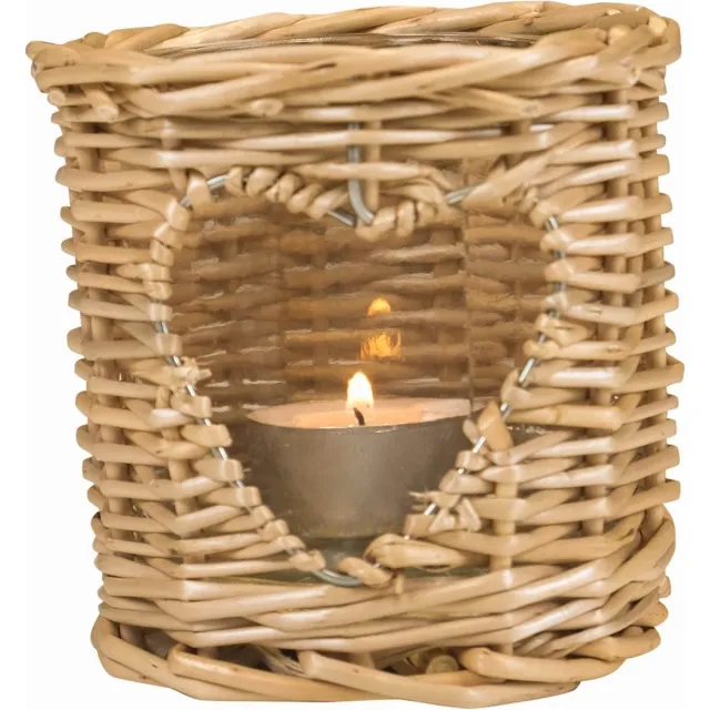 Mars & More rotan windlicht hart 9cm Bruin