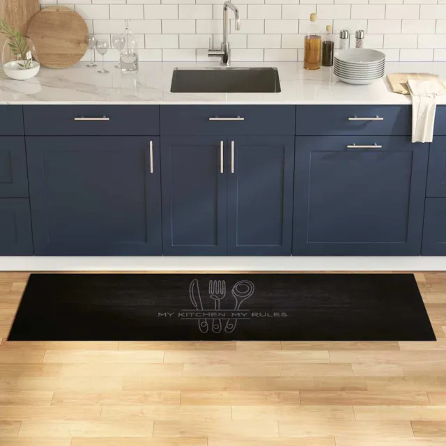 vidaXL Keuken Vloerkleed Zwart 180 x 60 cm 100% Polyamide Wasbaar