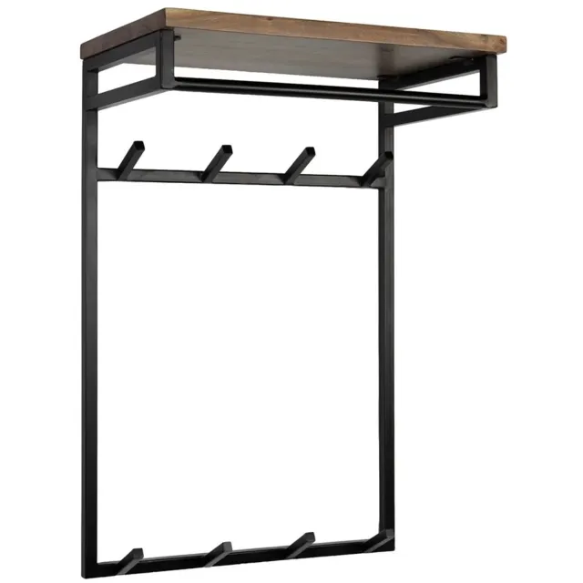 LT-Luce Kapstok Custom Hoog 2x 4 Haken Roede & Hoedenplank Massief Acacia Bruin 55cm