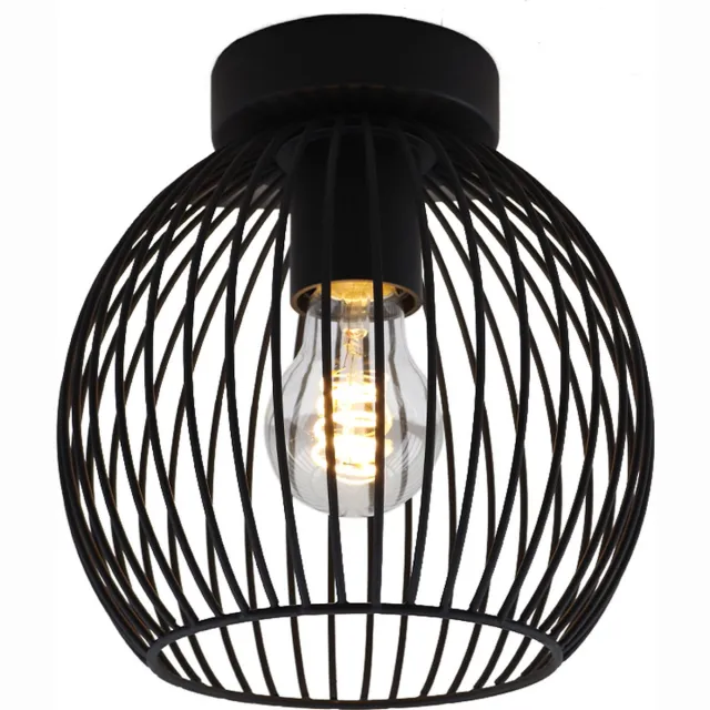 Olucia WIRO - Plafondlamp - Zwart - Geschikt voor Woonkamer/Slaapkamer/Kantoor/Horeca - Vorm: Bol