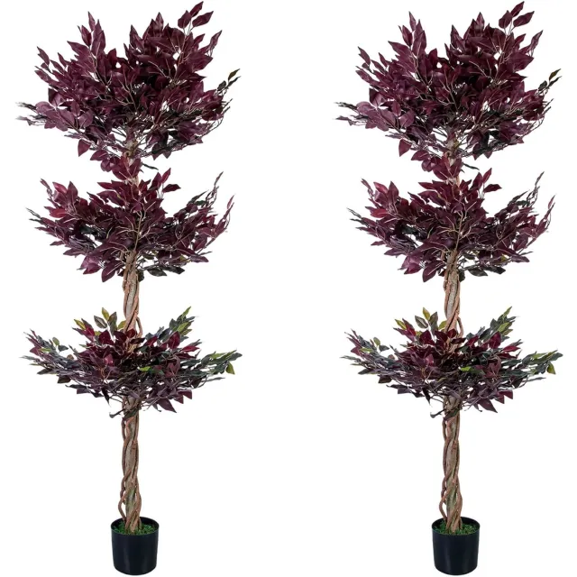 Triumpunpre Kunstficus 180 cm, Set van 2 Realistische Kunstplanten voor Binnen, Onderhoudsvrij groen