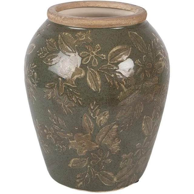 Clayre & Eef Vaas Ø 15x18 cm Groen Keramiek