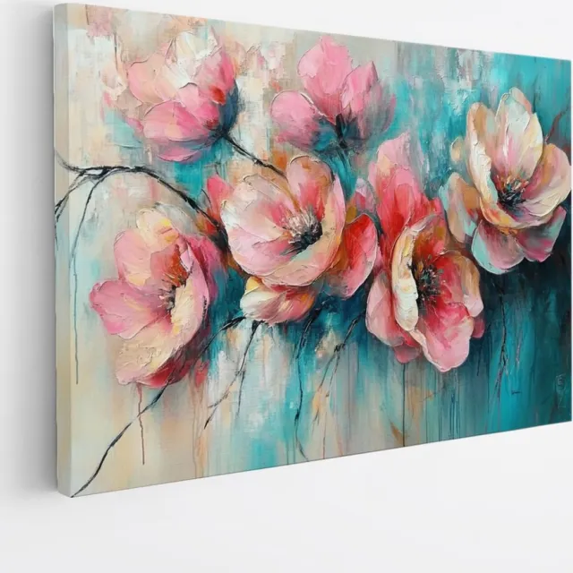 Saammp Canvas Schilderij - Abstract - Bloemen - Natuur - Modern - 30x20 - Foto op Canvas - Wanddecoratie - Muurdecoratie Woonkamer - Slaapkamer Decoratie Multicolor
