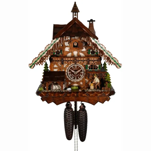 Engstler 3801/8 - Koekoeksklok - 8-daags kettinguurwerk - Notenhout - 40 cm Bruin