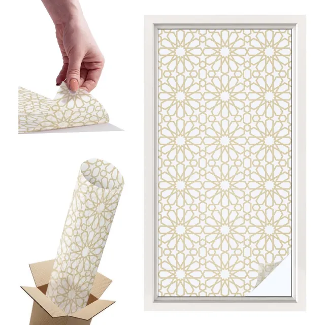 TULUP Raamfolie Anti inkijk - Geometrische patronen Privacy Folie Raam - 50x100 cm - Wit Anti inkijk Folie - Raamfolie Tegen inkijk Glas in Lood - Voor de woonkamer, slaapkamer en kantoor - Raamfolie Zonwering Wit - Geometrische patronen