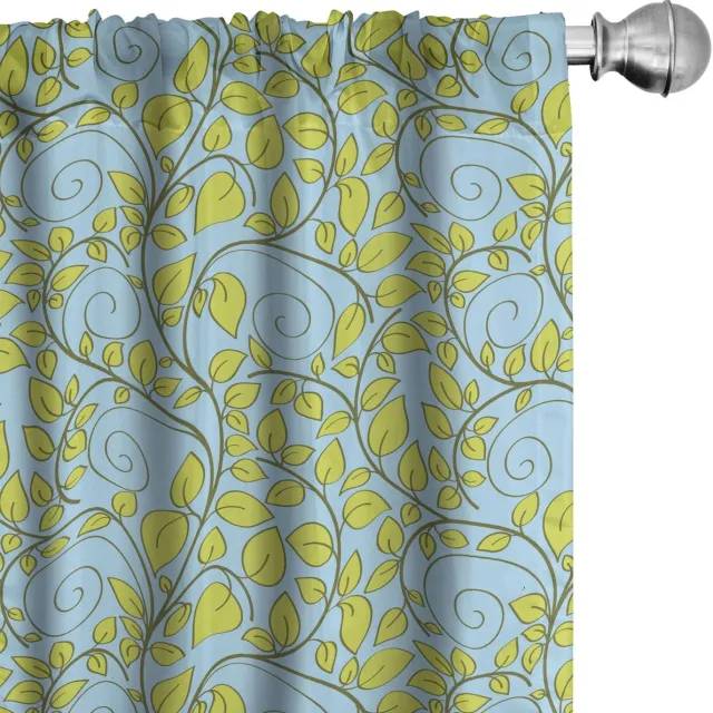 ABAKUHAUS Bladeren Gordijnen – 2x75x225 cm – Microvezel – Halfdonker Blauw