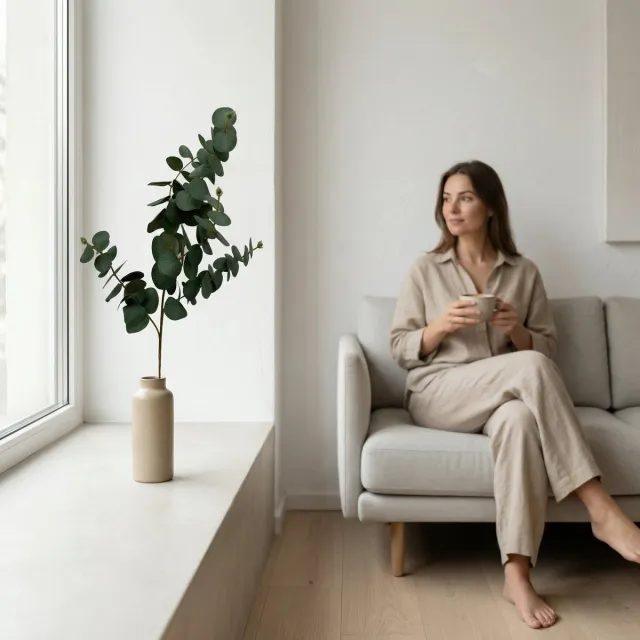 Florafy Kunstbloem Eucalyptus - Kunstbloemen voor binnen - Onderhoudsvrij Groen