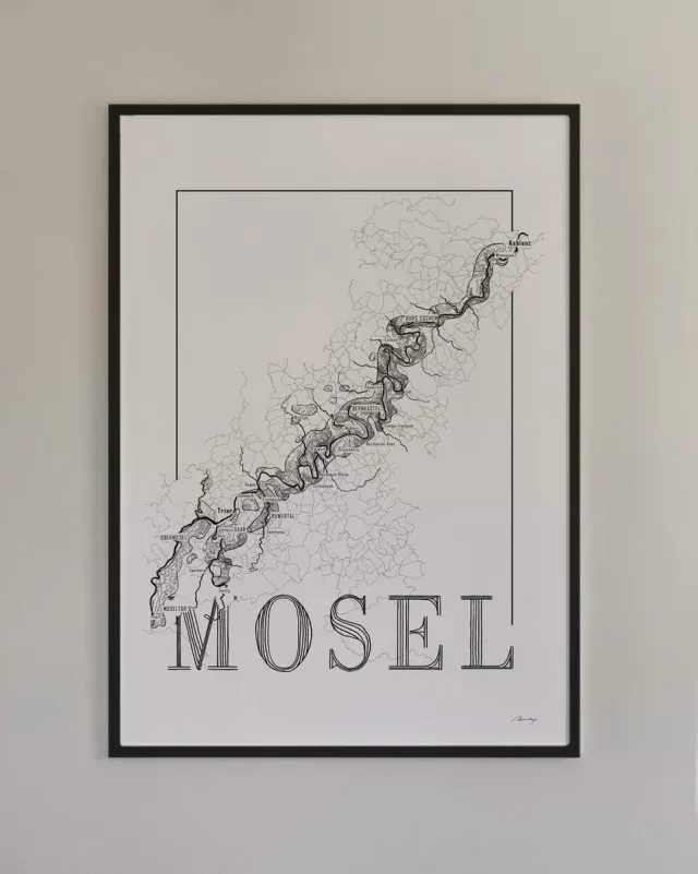 Brushery Poster wijnkaart - Moezel - Mosel - zwart wit zwartwit