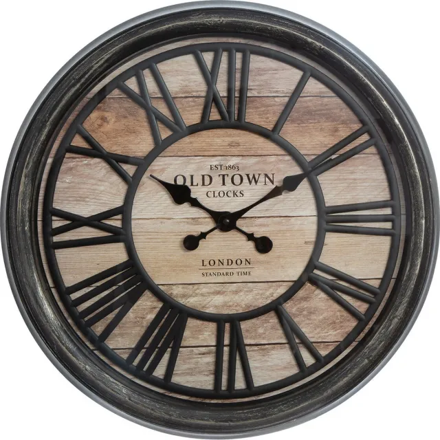 Atmosphera Créateur d'intérieur® Wandklok bruin - diameter 49 cm - Woonkamer Klok Industrieel - Landelijke wandklok - Keukenklok - Vintage Klok