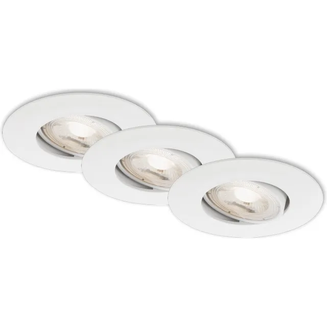 Briloner Leuchten KULANA - inbouwspots set van 3 - draaibare inbouwarmaturen - 3 x LED / 5W 460lm - lichtkleur: warm wit - inbouwdiepte: 30mm - inbouwmaat: 68mm - product: Ø90mm - wit