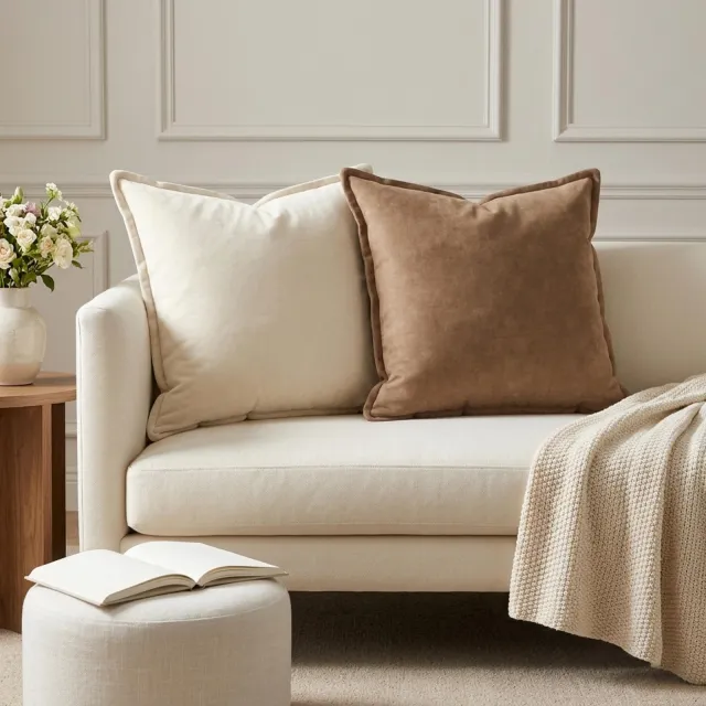 vidaXL Plaid kussen 2 st HOUTEN Taupe 60 x 60 cm Microfiber Fleece