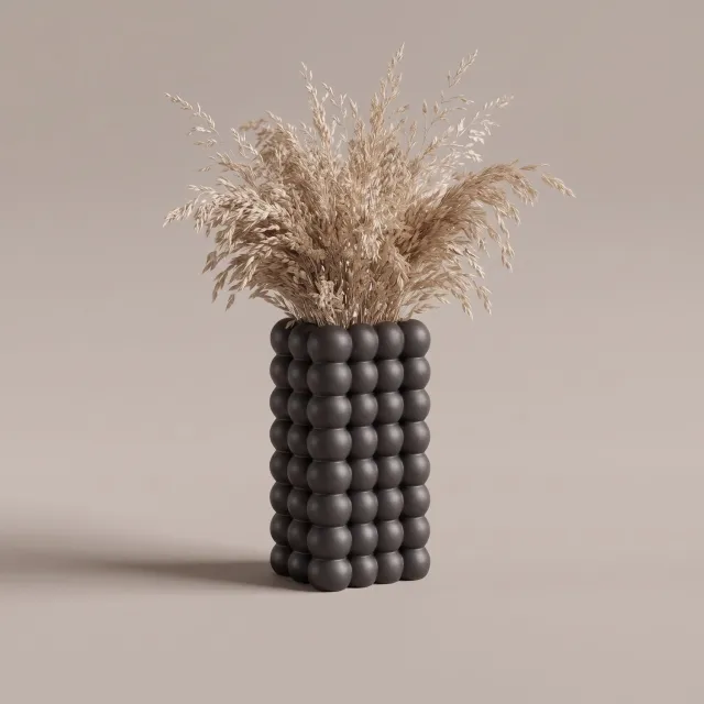 AUREA - Maison AUREA Bubbel Vaas Zwart – Bloemenvaas voor Droogbloemen – Mat Zwart Design – 18 cm