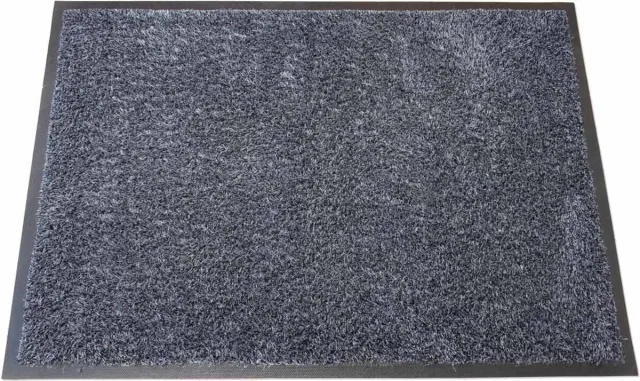 LogoMatz Droogloopmat 60cm x 85cm Zwart/Grijs - anti slip en vlakke ligging - geschikt voor wasmachine - geen schadelijke weekmakers Zwart - Grijs